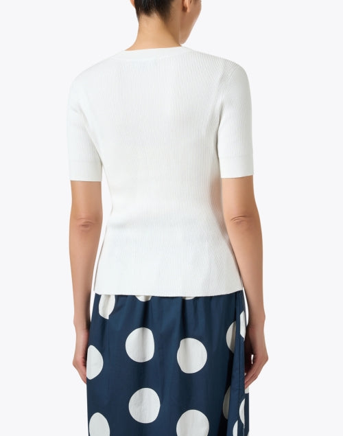 Stylish White Short-Sleeved Ribbed Knit Stretch Top for Women