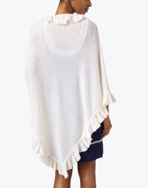 Exquisite White Cashmere Signature Ruffled Shawl for Elegant Women