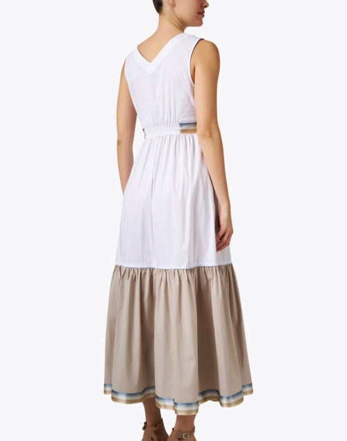 Stylish White and Beige Cotton Maxi Dress for Women