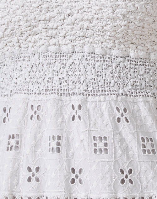 Exquisite Handmade White Cotton Eyelet Embroidered Strapless Dress