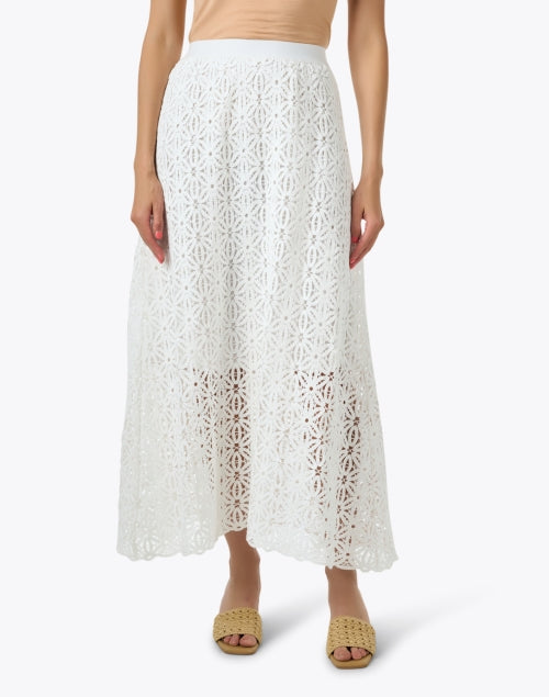 Stylish Women's White Lace Midi Skirt for Fashion - Forward Ladies