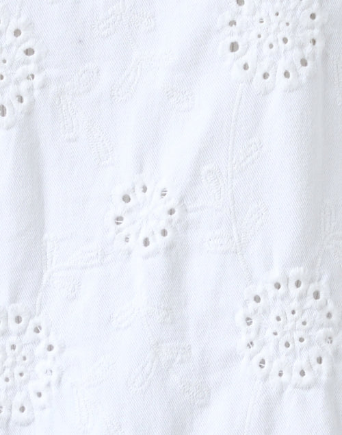 Elliot Lauren Women's Fashionable White Eyelet Detailing Denim Cropped Jacket