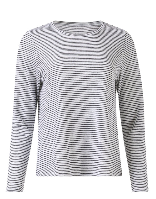 Stylish Relaxed-Fit White and Black Striped Top by Eileen Fisher