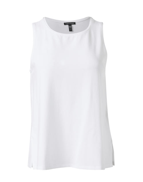 Eileen Fisher Women's White Stretchy Jersey Knit Sleeveless Tank Top