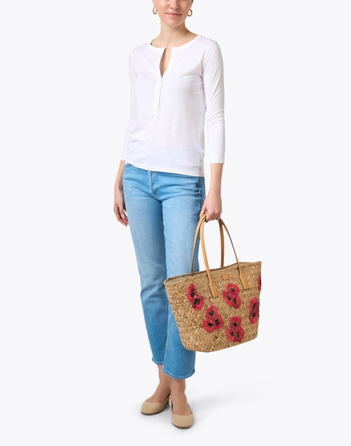 Elegant White Henley Style Women's Top for Daytime Wear