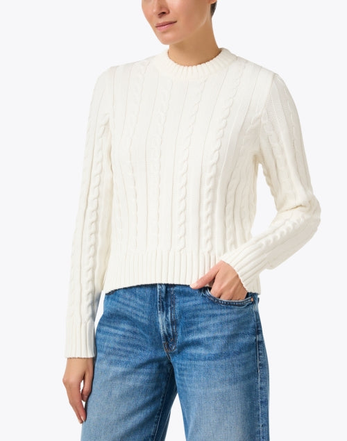 Stylish White Cotton Cable Knit Sweater for a Timeless Wardrobe Addition