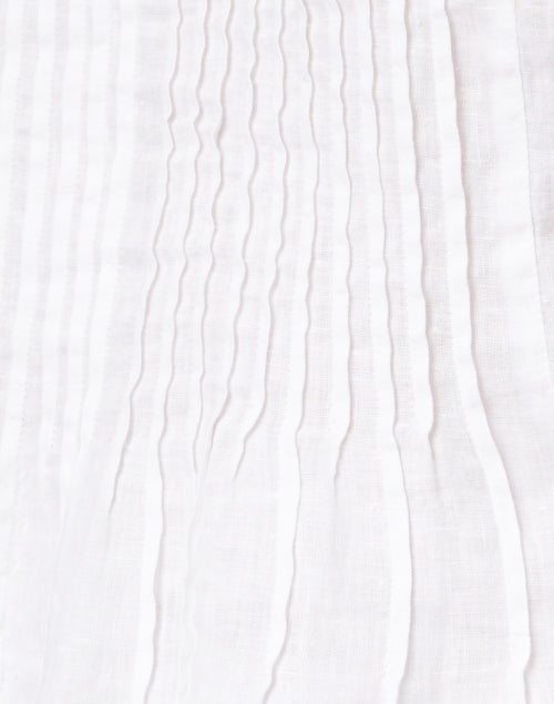 Crisp White Beaded Embellished Relaxed-Fit Pintucked Linen Shirt