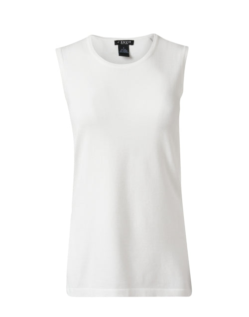 Elegant White Sleeveless Knit Women's Top