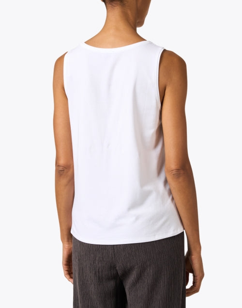 Eileen Fisher Women's White Stretchy Jersey Knit Sleeveless Tank Top