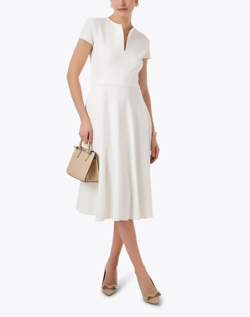 Stylish White Emporio Armani Fit-and-Flare Zip-up Midi Dress