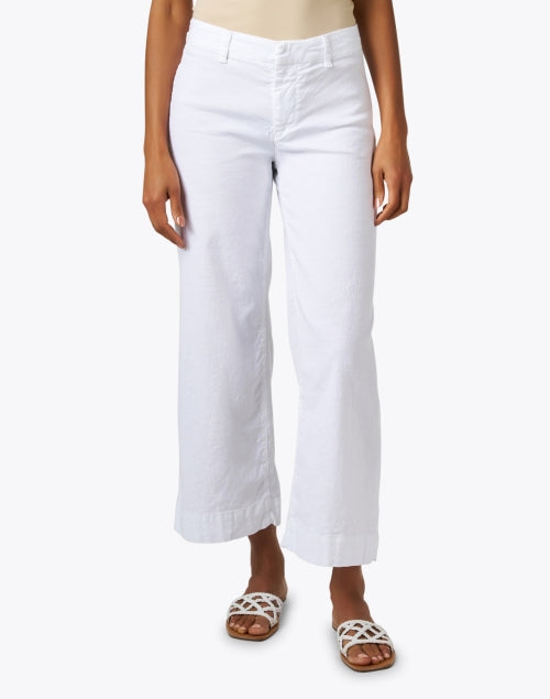 Frank & Eileen Wexford White Women's Straight-Leg Cotton-Linen Blend Dress Pants