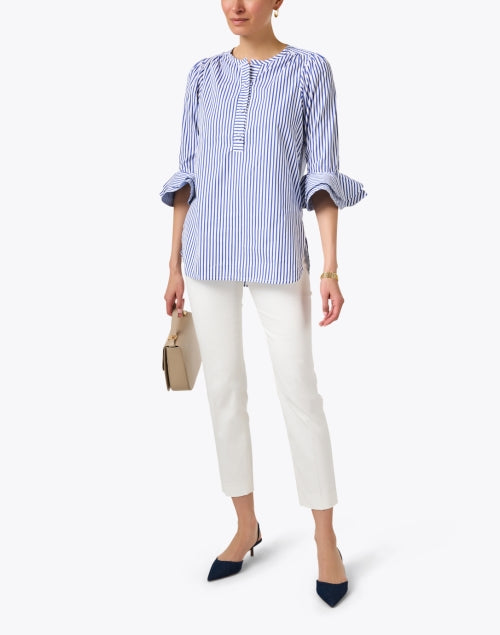 Stylish Blue and White Striped Cotton Wren Shirt for a Chic Look