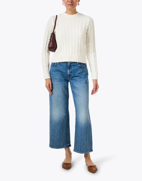 Stylish White Cotton Cable Knit Sweater for a Timeless Wardrobe Addition