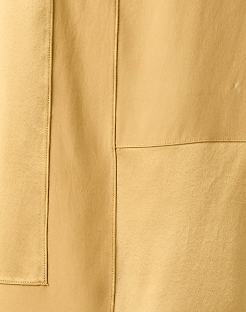 Stylish Yellow 100% Silk Interlocking Block Panel Women's Blouse