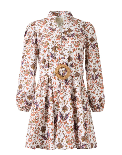Stylish White Dress with Multiple Prints