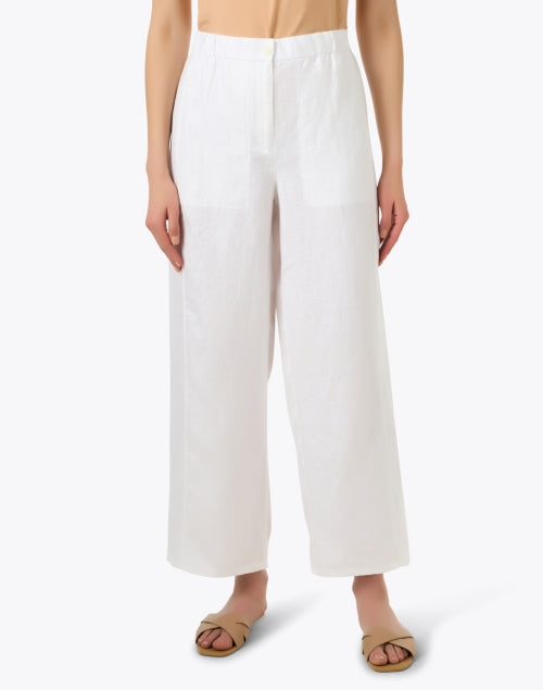 Eileen Fisher Women's White Wide - Leg Linen Ankle Dress Pants