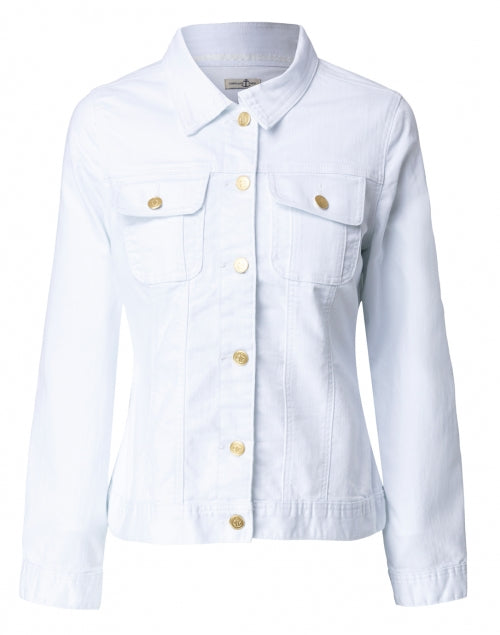 Stylish Stretch White Slim-Fit Denim Jacket by Cortland Park