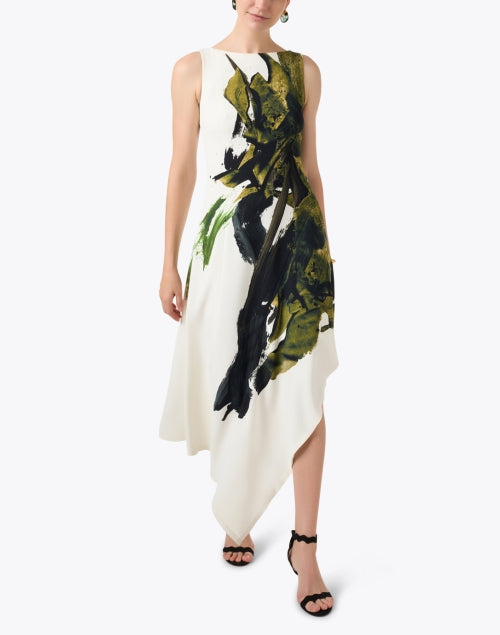 Elegant White-Printed Crepe Women's Dress