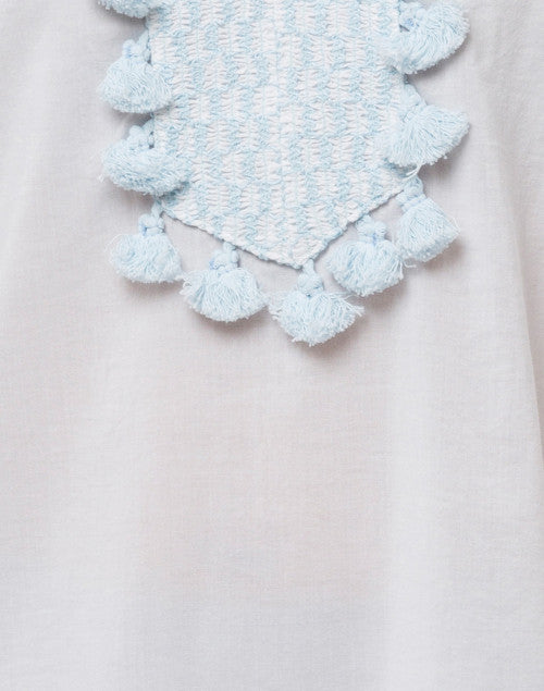 Exquisite White Embroidered Cotton Blend Tunic Top for Effortless Style