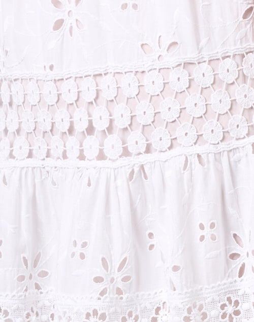 Stylish White Cotton Eyelet Dress with Intricate Embroidery