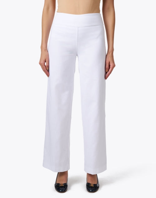 High - Quality Stretchable White Wide - Leg Pull - On Pants