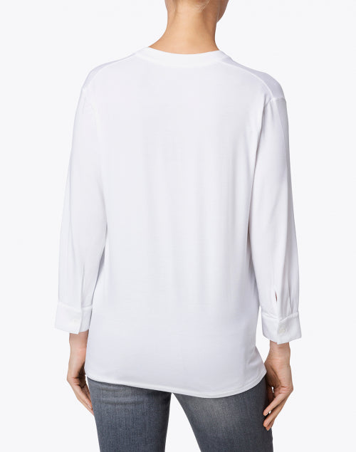 Relaxed White Viscose Stretch Henley Top for Everyday Wear