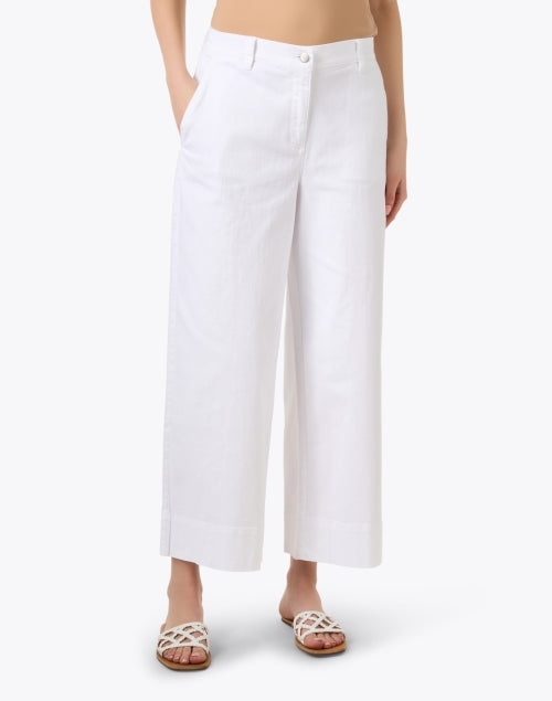 Stretchy White Wide-Leg Ankle-Fit Jeans for Versatile Styling