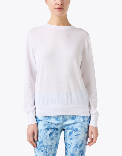 Elegant All - White Cotton Blend Sweater for Stylish Outfits