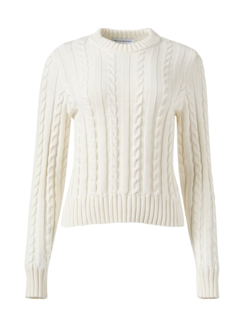 Stylish White Cotton Cable Knit Sweater for a Timeless Wardrobe Addition