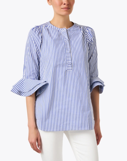 Stylish Blue and White Striped Cotton Wren Shirt for a Chic Look
