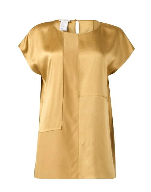 Stylish Yellow 100% Silk Interlocking Block Panel Women's Blouse