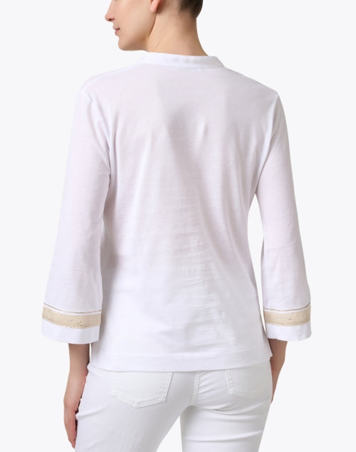 Stylish White Cotton Trimmed Women's Top