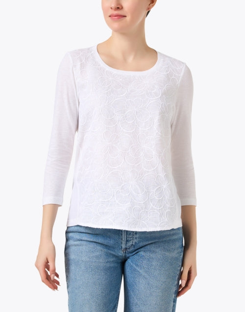 Stylish Women's White Floral Embroidered Fashion Top
