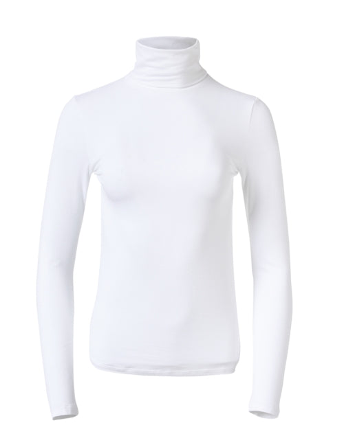 Stretchy White Long - Sleeved Turtleneck Women's Top for All Seasons