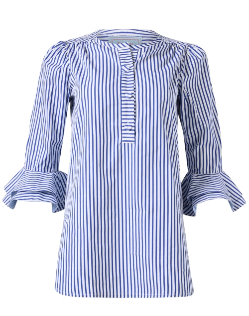 Stylish Blue and White Striped Cotton Wren Shirt for a Chic Look