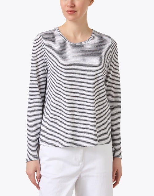 Stylish Relaxed-Fit White and Black Striped Top by Eileen Fisher