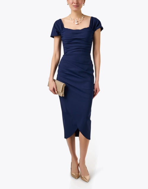 Stylish Navy Ruched Yuda Dress for Sophisticated Looks