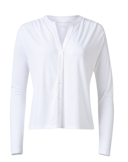 Stylish Women's White Split Neck Casual Top