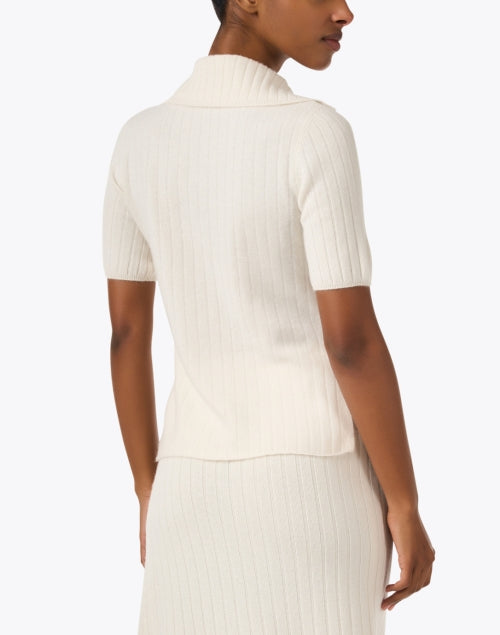 Stylish White Short Sleeve Cashmere Women's Cardigan