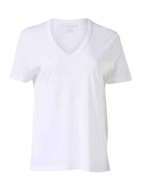 Soft and Lightweight White Cotton V-Neck Women's Top for Casual Outings