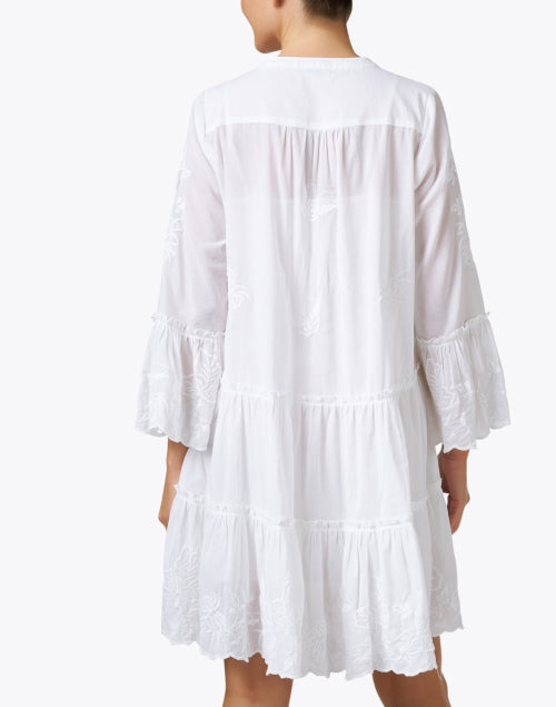 Stylish White Embroidered Cotton Women's Tunic Dress