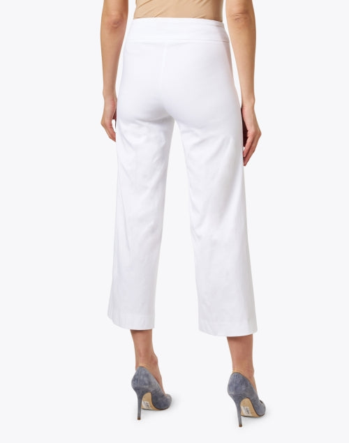 Stylish White Cropped Wide-Leg Technological Stretch Poly-Spandex Blend Women's Trousers
