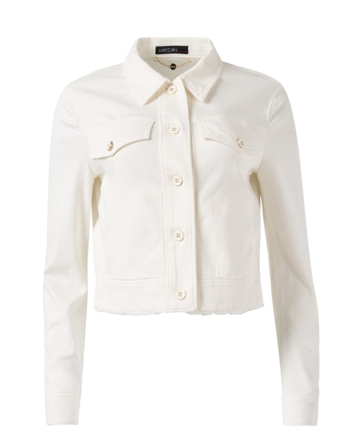 Marc Cain's Stylish Stretch White Cropped Denim Jacket for Versatile Layering