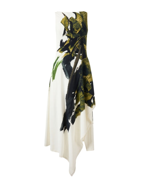 Elegant White-Printed Crepe Women's Dress
