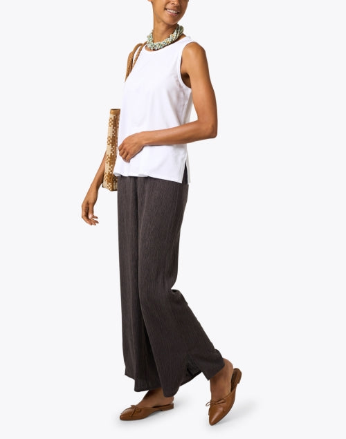Eileen Fisher Women's White Stretchy Jersey Knit Sleeveless Tank Top