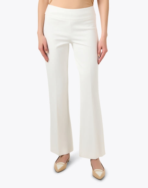 Premium White Ponte Stretch Flare Leg Women's Dress Pants