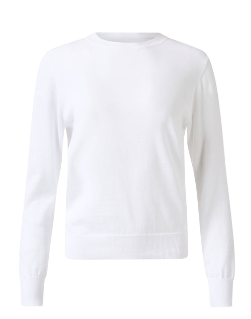 Elegant All - White Cotton Blend Sweater for Stylish Outfits