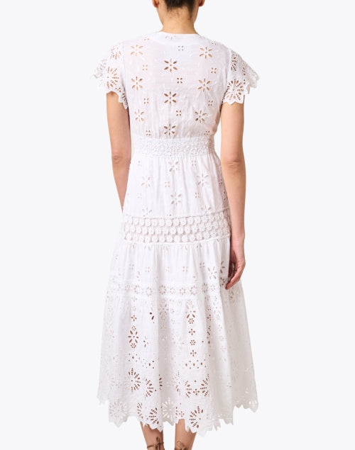 Stylish White Cotton Eyelet Dress with Intricate Embroidery