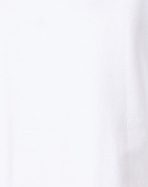 Stretch Pima Cotton White Top with Eyelet Cuff Details