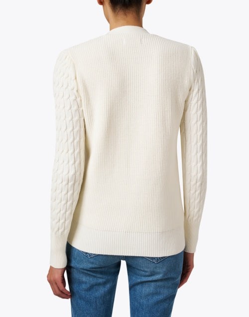 Luxurious White Cotton - Cashmere Blend Cable - Knit Cardigan
